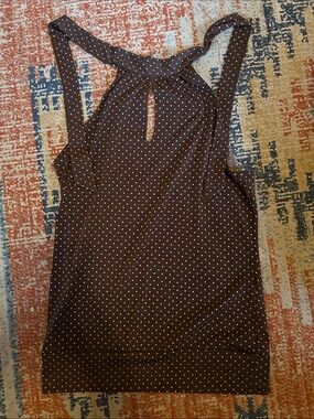 Tempted Brown Polka Dot Keyhole Tank Top